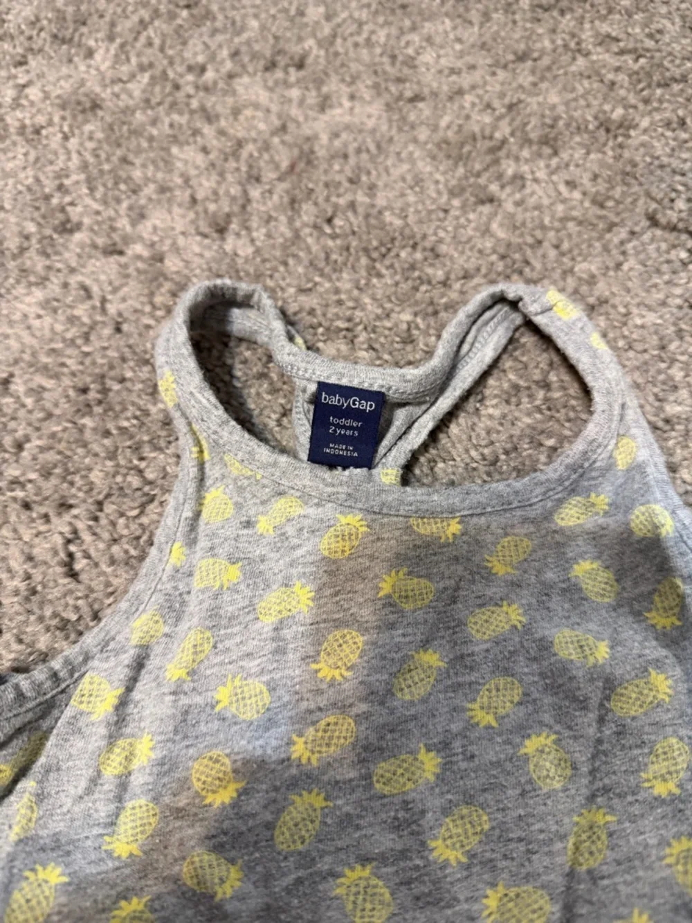 GAP Gray Tank Top with Yellow Pineapple Pattern